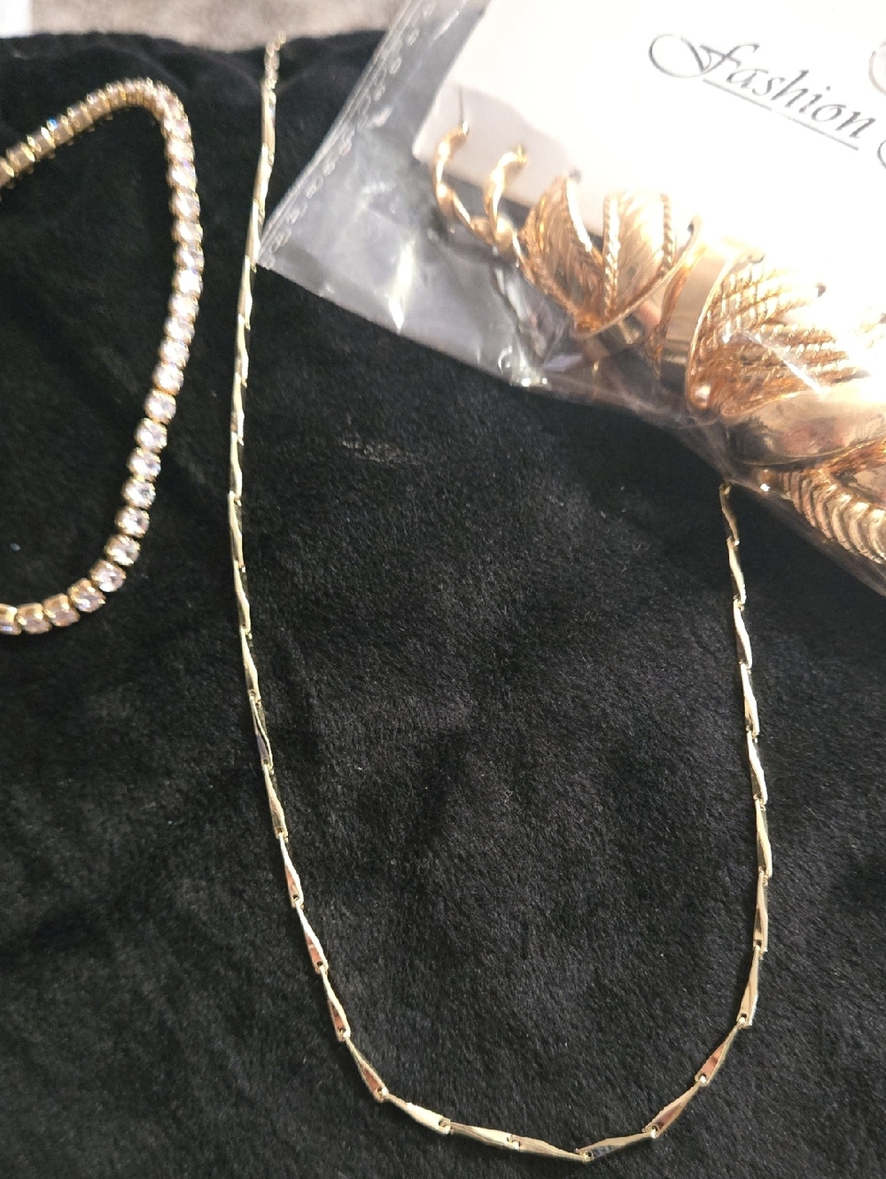 Fashion Jewelry Gold-Tone Twisted Chain Necklace, Tennis Bracelet And Hoops